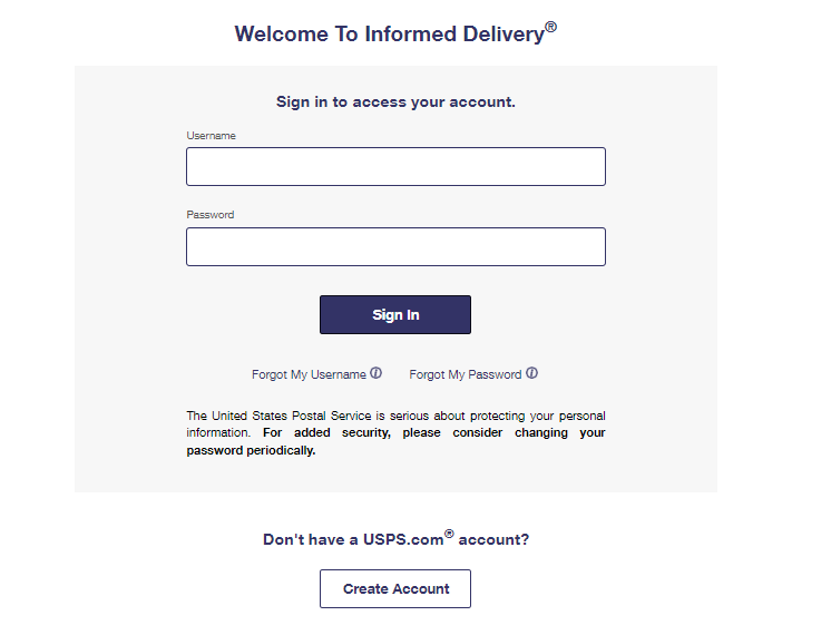 Informed Delivery Login Create Your Account USPS